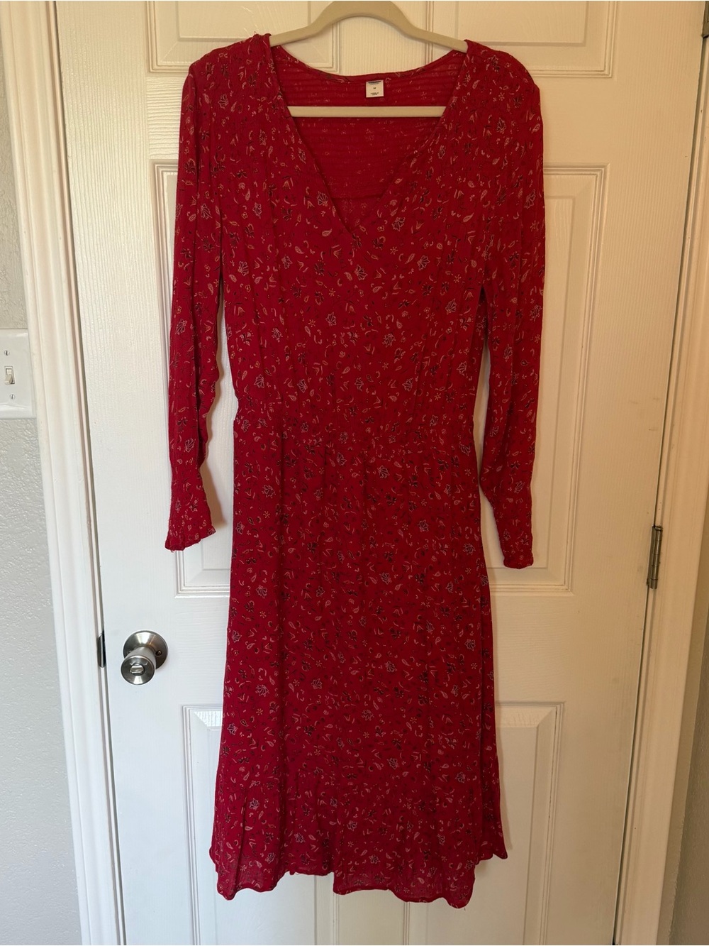 Old Navy Red Floral Midi Wrap Dress